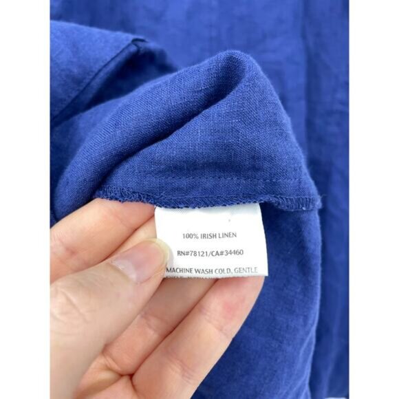 Eileen Fisher Blazer Womens Size Medium Irish Linen One Button Jacket Navy Blue - Picture 4 of 4